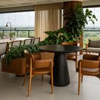 Mesa De Jantar Cone Redonda 110 Cm Base Madeira Ébano Tampo É