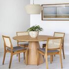 Mesa De Jantar Cone Redonda 110 Cm Base Madeira Freijó Tampo