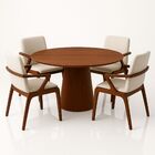 Mesa De Jantar Cone Redonda 110 Cm Base Madeira Pau Ferro