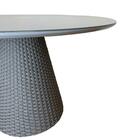 Mesa De Jantar Cone Redonda 110cm Tampo Laqueado Cinza + Vidr