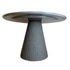 Mesa De Jantar Cone Redonda 110cm Tampo Laqueado Cinza + Vidr