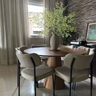 Mesa De Jantar Cone Redonda 130 Cm Base Madeira Freijó Tampo