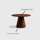 Mesa De Jantar Cone Redonda 136cm Madeira Maciça E Base Courí