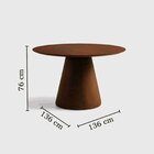 Mesa De Jantar Cone Redonda 136cm Madeira Maciça E Base Courí