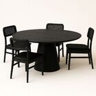 Mesa De Jantar Cone Redonda 140 Cm Base Madeira Ébano Tampo É