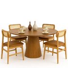 Mesa De Jantar Cone Redonda 140 Cm Base Madeira Freijó Tampo