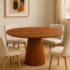 Mesa De Jantar Cone Redonda 150 Cm Base Madeira Pau Ferro