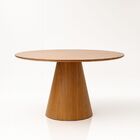 Mesa De Jantar Cone Redonda 90 Cm Base Madeira Freijó Tampo F