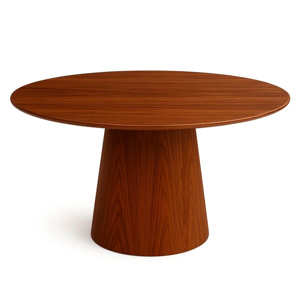 Mesa De Jantar Cone Redonda 90 Cm Base Madeira Pau Ferro