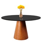 Mesa De Jantar Cone Redonda Base Madeira Curupixá E Tampo Cov