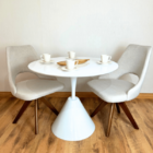 Mesa De Jantar Cone Redonda Masp  80 Cm Tampo Laca Branca Bas