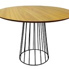 Mesa De Jantar Cone Redonda Raiada 1 00m Com Tampo De Madeira