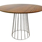 Mesa De Jantar Cone Redonda Raiada 1 00m Com Tampo De Madeira