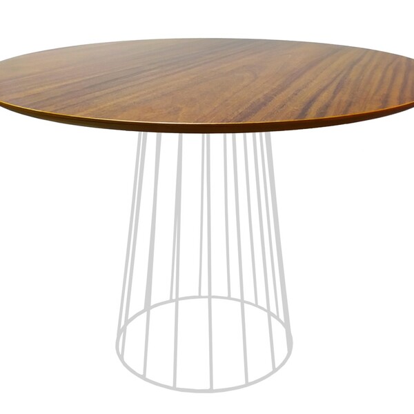 Mesa De Jantar Cone Redonda Raiada 1 00m Com Tampo De Madeira