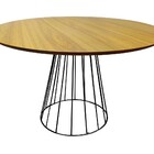 Mesa De Jantar Cone Redonda Raiada 1 20m Com Tampo De Madeira