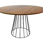 Mesa De Jantar Cone Redonda Raiada 1 20m Com Tampo De Madeira