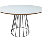 Mesa De Jantar Cone Redonda Raiada 1 20m Com Tampo De Madeira