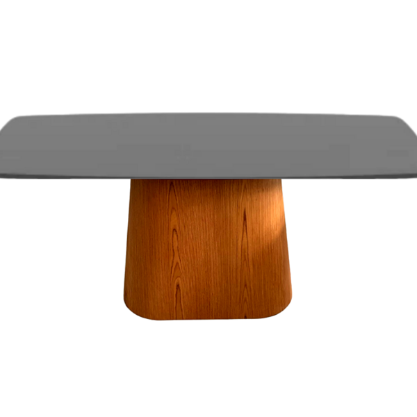 Mesa De Jantar Cone Retangular 200x100 Cm Base Oval Laminada