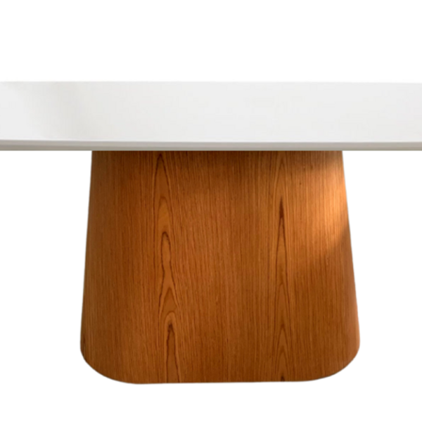 Mesa De Jantar Cone Retangular 210x110 Cm Base Oval Laminada