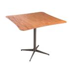 Mesa De Jantar Copa Quadrada Castanho Com Metal Grafite 90cm