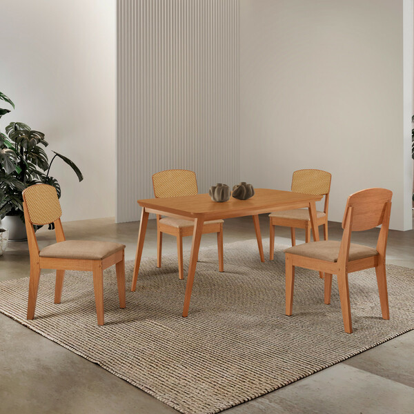 Mesa De Jantar Copper 120cm Tampo Canto Copo Mdf Laminado Com