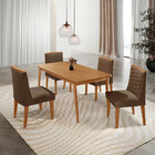 Mesa De Jantar Copper 120cm Tampo Canto Mdf  Com 4 Cadeiras E