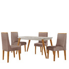 Mesa De Jantar Copper 120cm Tampo Canto Mdf Vidro Com 4 Cadei