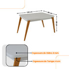 Mesa De Jantar Copper 120cm Tampo Canto Mdf Vidro Com 4 Cadei