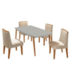 Mesa De Jantar Copper 120cm Tampo Mdf Vidro Com 4 Cadeiras El