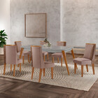 Mesa De Jantar Copper 180cm Madeira E Vidro Com 6 Cadeiras Di