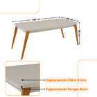 Mesa De Jantar Copper 180cm Madeira Tampo Com Vidro Canto Cop