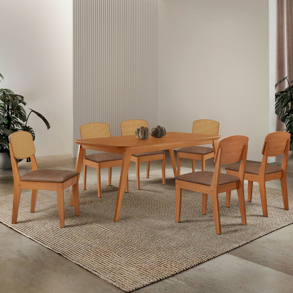 Mesa De Jantar Copper 180cm Tampo Canto Copo Mdf Laminado Com