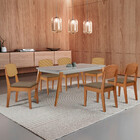 Mesa De Jantar Copper 180cm Tampo Canto Copo Mdf Vidro Com 6