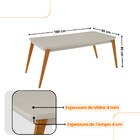 Mesa De Jantar Copper 180cm Tampo Canto Copo Mdf Vidro Com 6