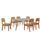 Mesa De Jantar Copper 180cm Tampo Canto Copo Mdf Vidro Com 6