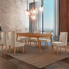 Mesa De Jantar Copper 180cm Tampo Canto Mdf Com 6 Cadeiras Sa