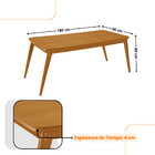 Mesa De Jantar Copper 180cm Tampo Canto Mdf Com 6 Cadeiras Sa