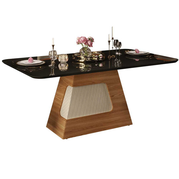 Mesa De Jantar Dala Tampo Chanfrado Curvo 180x90cm Dj Móveis