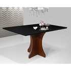 Mesa De Jantar De Madeira Com Vidro 120x80 Luna Preto