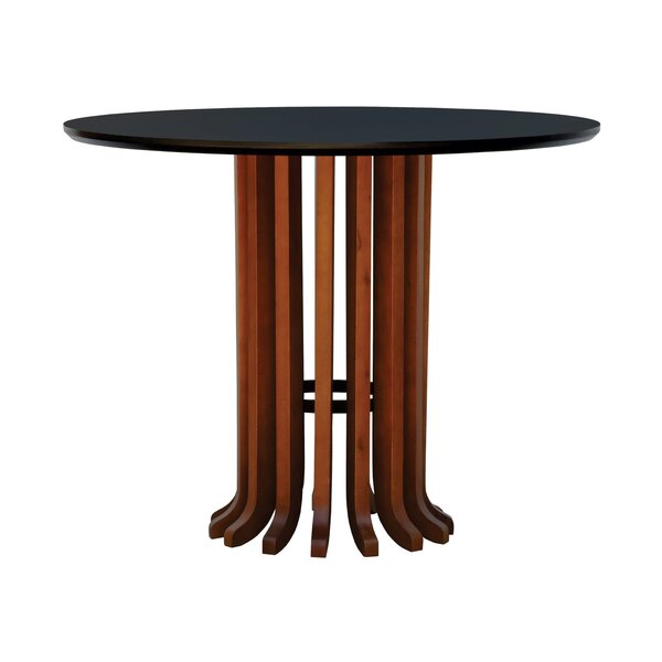 Mesa De Jantar Denver Tampo Redondo Ø100 Amêndoa/preto