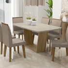 Mesa De Jantar Diamante Com 6 Cadeiras Cinamomo Off White Com