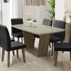 Mesa De Jantar Diamante Com 6 Cadeiras Freijó Off White Com A