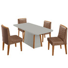 Mesa De Jantar Diane 120cm Tampo Mdf Vidro Com 4 Cadeiras Elo