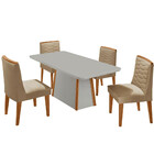 Mesa De Jantar Diane 120cm Tampo Mdf Vidro Com 4 Cadeiras Elo