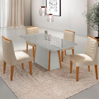 Mesa De Jantar Diane 120cm Tampo Mdf Vidro Com 4 Cadeiras Elo
