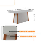 Mesa De Jantar Diane 180cm Tampo Mdf Vidro Canto Copo Com 6 C