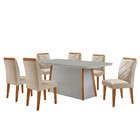 Mesa De Jantar Diane 180cm Tampo Mdf Vidro Canto Copo E 6 Cad