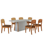 Mesa De Jantar Diane 180cm Tampo Mdf Vidro Com 6 Cadeiras Cop