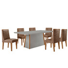 Mesa De Jantar Diane 180cm Tampo Mdf Vidro Com 6 Cadeiras Saf