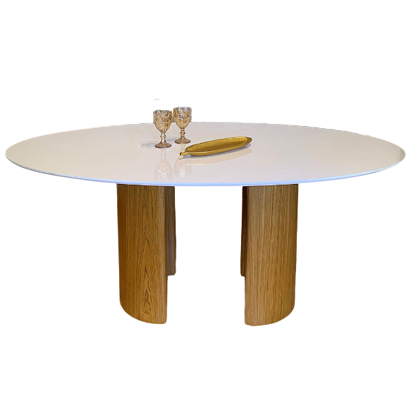 Mesa De Jantar Duo Modelar Oval 160x90cm Madeira E Laca